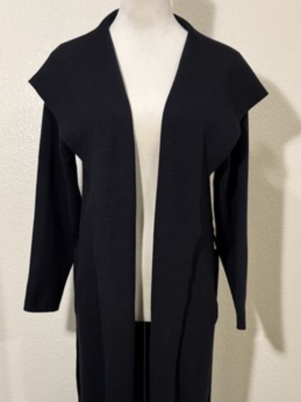 MaxSport Womens XL Black Long Cardigan Duster Belted Open Front Viscose